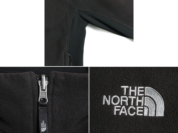 ■ ノースフェイス フルジップ フリース ジャケット ( メンズ L ) 古着 The North Face ブルゾン ストレッチ アウトドア 2トーン 黒 濃灰_画像4