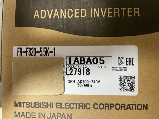 国内正規品 三菱電機 インバーター FR-F820-5.5k-1 未開封
