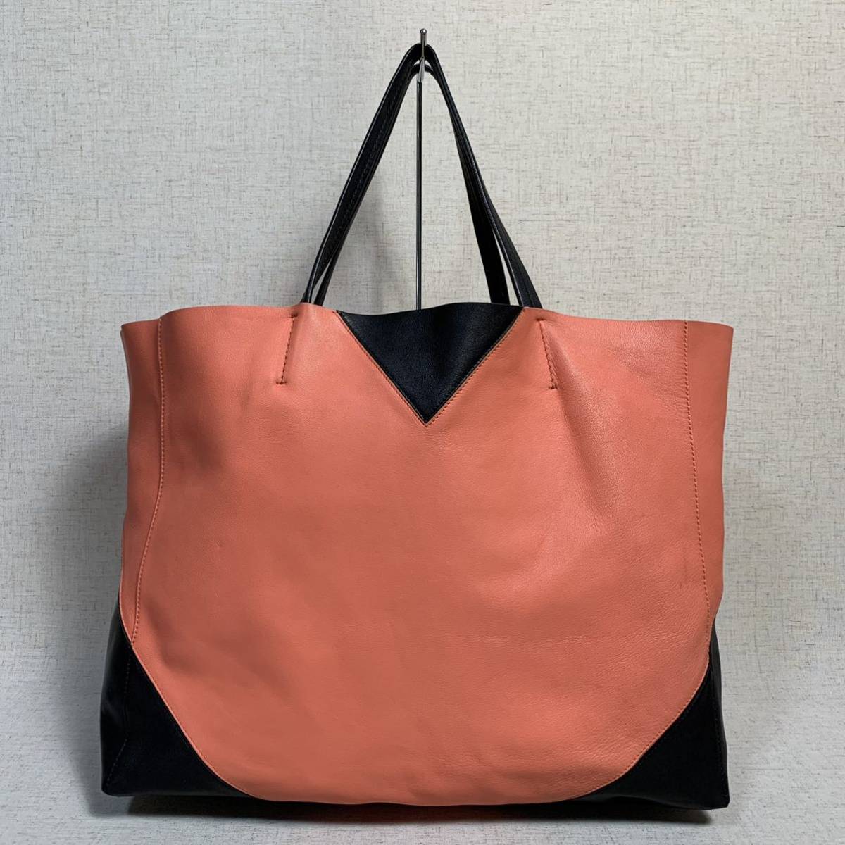 412B44|美品|セリーヌ ホリゾンタルカバ トートバッグ 本革 バイカラー-