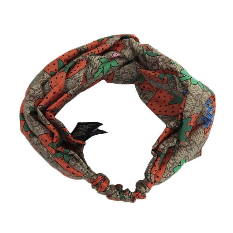 グッチ GUCCI GG ストロベリープリント ヘッドバンド ターバン ヘア