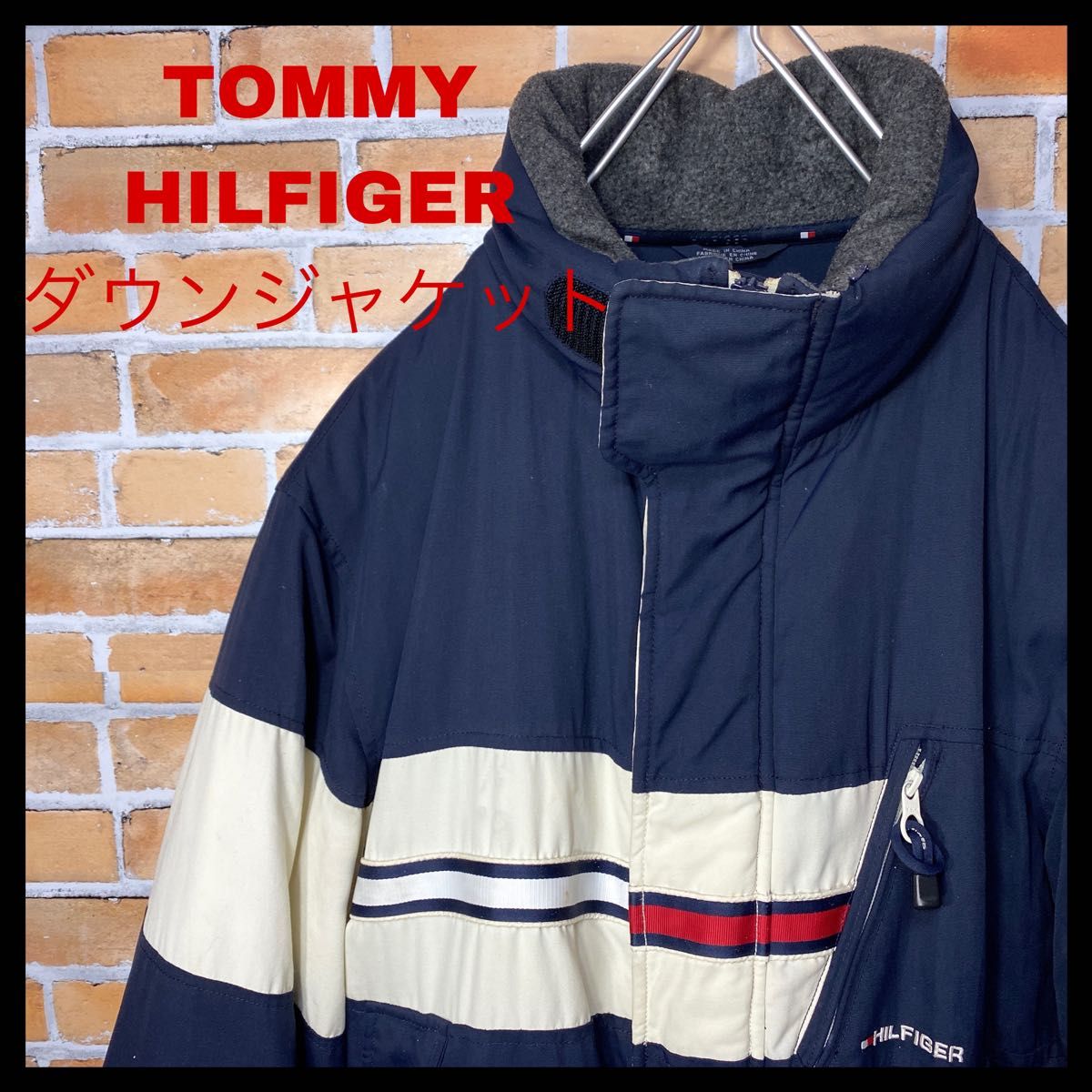 TOMMY HILFIGER トミーヒルフィガー 刺繍ロゴ入り ダウンジャケット L