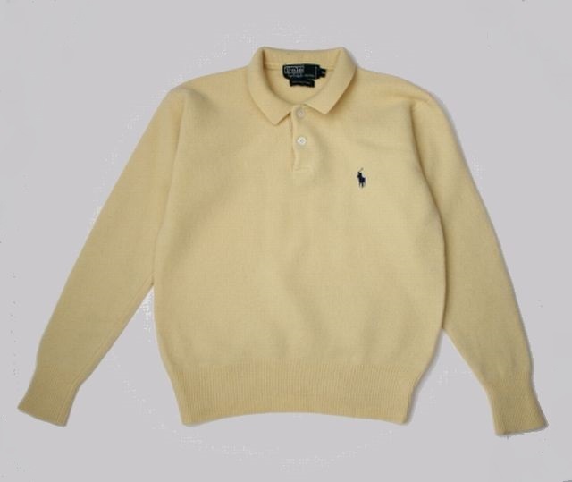 [Polo by Ralph Lauren] Ralph Lauren knitted wool sweater polo-shirt yellow 150 child clothes KIDS one Point 