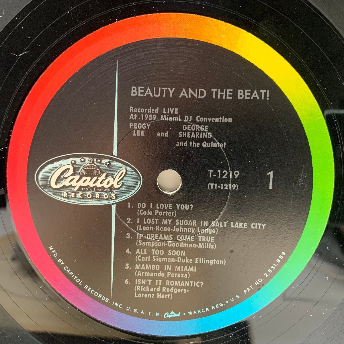 良好盤!! MONO 米オリジナル 初版 左Logo 虹ツヤ PEGGY LEE / GEORGE SHEARING QUINTET Beauty And The Beat ('59 Capitol) 絶頂期Live_画像3