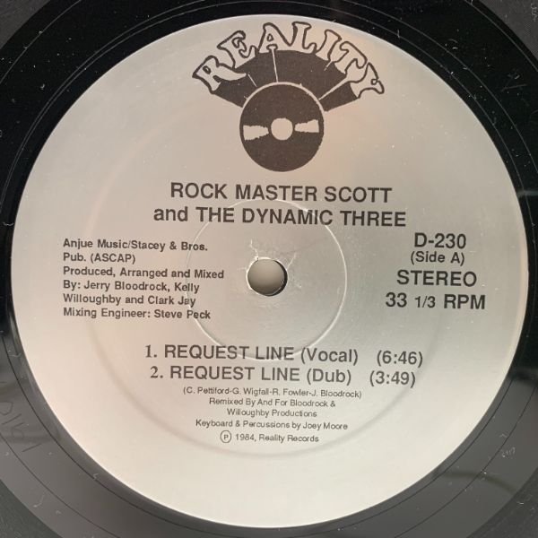 シュリンク美盤!! 12インチ USオリジナル ROCK MASTER SCOTT & THE DYNAMIC THREE Request Line ('84 Reality) OLD SCHOOL CLASSIC_画像1