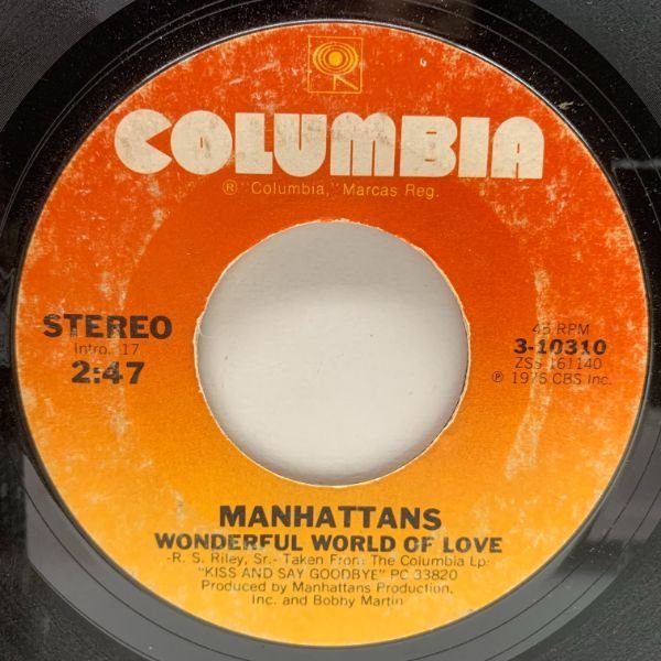 【SWEET SOUL】USオリジナル 7インチ MANHATTANS Kiss And Say Goodbye ('76 Columbia) 甘茶ソウル 大名曲 45RPM._画像2