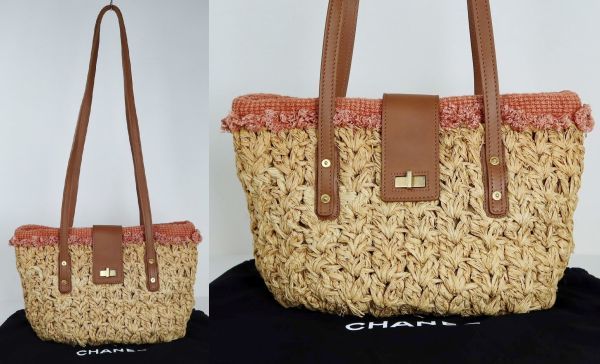 11C CHANEL ショルダー トート 2.55 ラフィア トートバッグ カゴバッグ