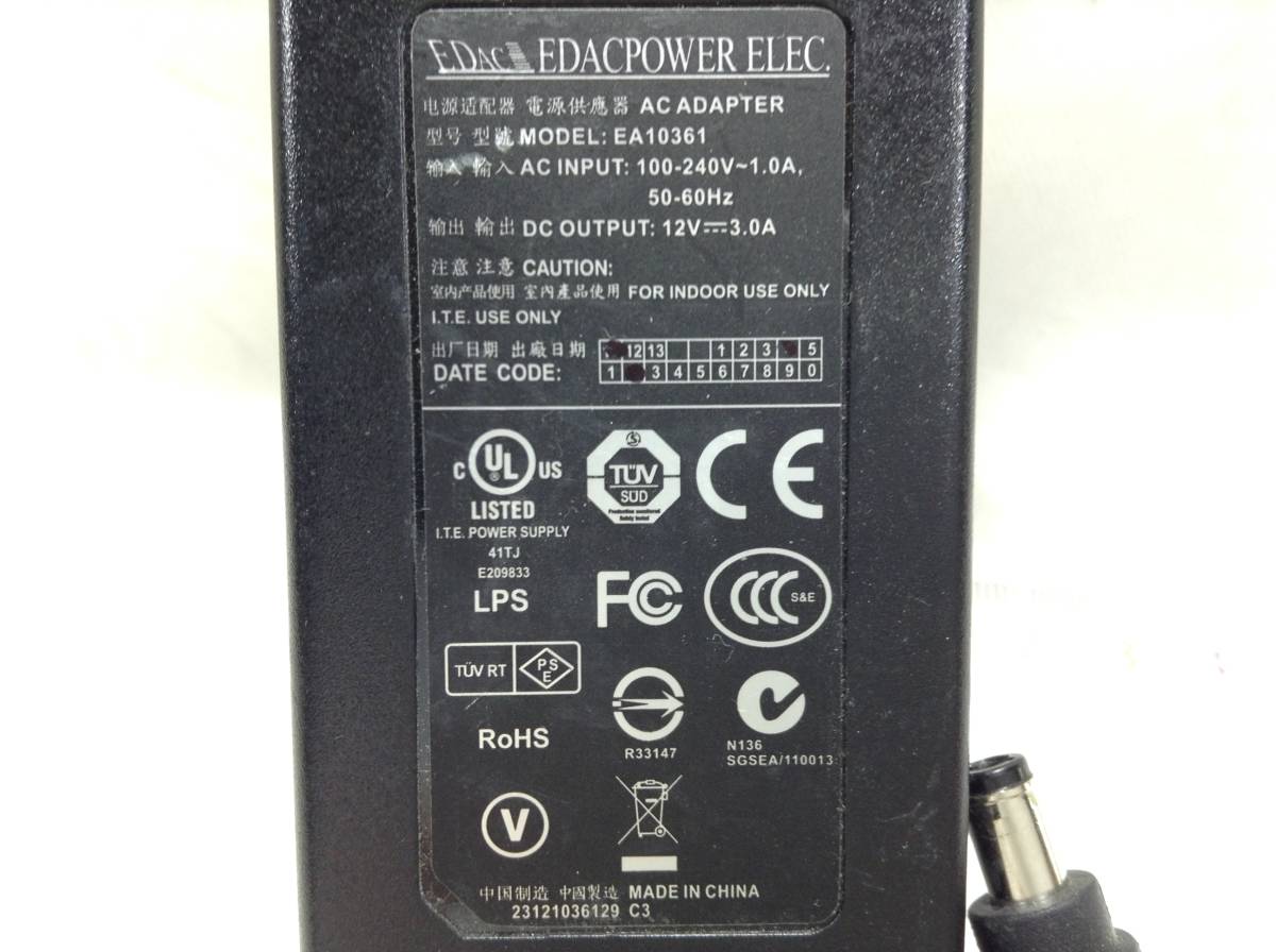 Z-261 EDAC 製 EA10361 仕様 12V 3.0A ACアダプター 即決品_画像7