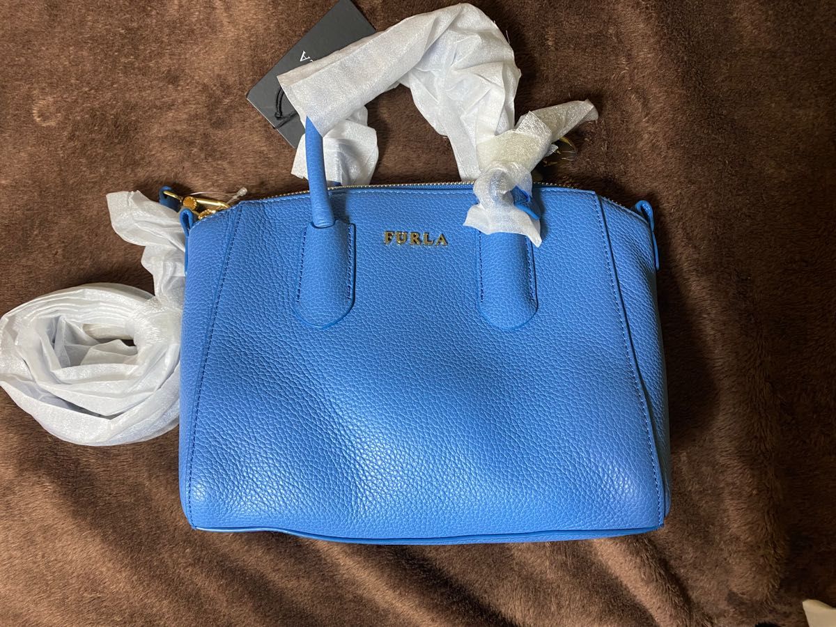 FURLA テッサS 2way ショルダーバッグ 水色 ライトブルー-