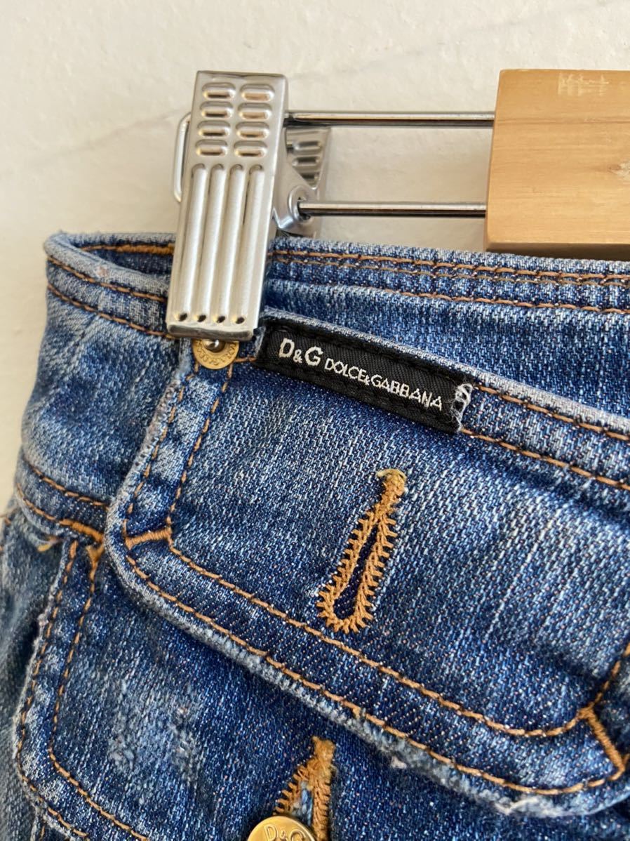 [ бесплатная доставка ] б/у DOLCE&GABBANA Dolce & Gabbana женский Denim брюки повреждение джинсы Италия производства размер 26/40