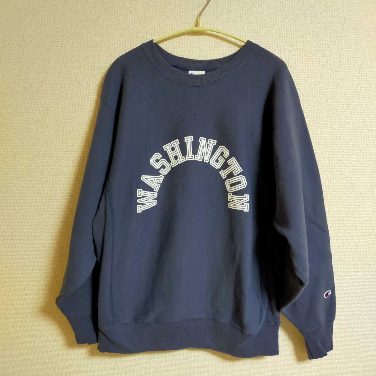 品揃え豊富で CHAMPION ネイビー(紺) M WASHINGTON トレーナー