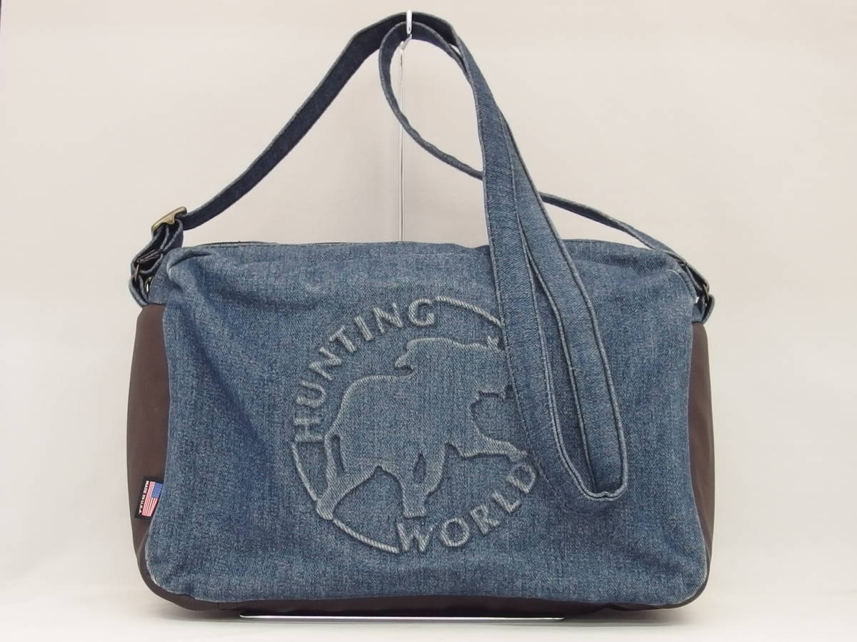 スペシャルオファ 美品★HUNTING /B5826 ショルダーバッグ デニム ハンティングワールド WORLD かばん、バッグ