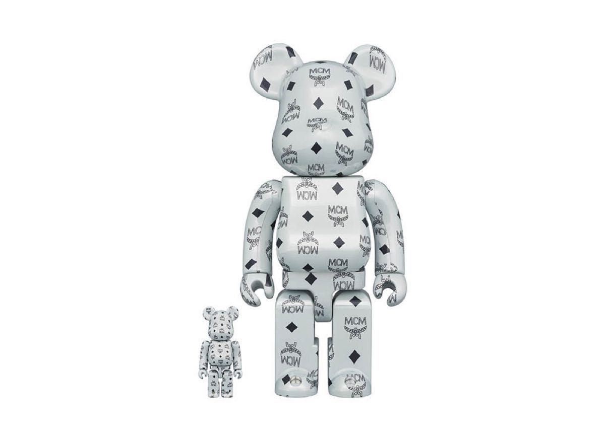 BE@RBRICK MCM WHITE CHROME Ver.100% & 400% ベアブリックMEDICOM