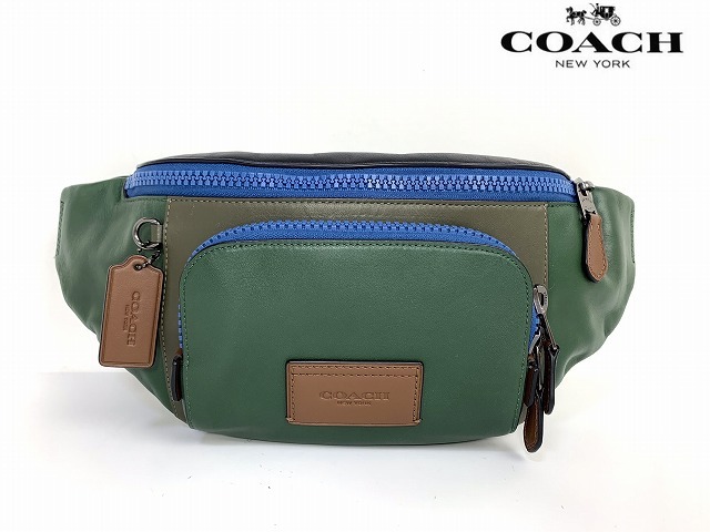 極美品 送料無料 コーチ メンズ COACH コーチ レザー カラーブロック