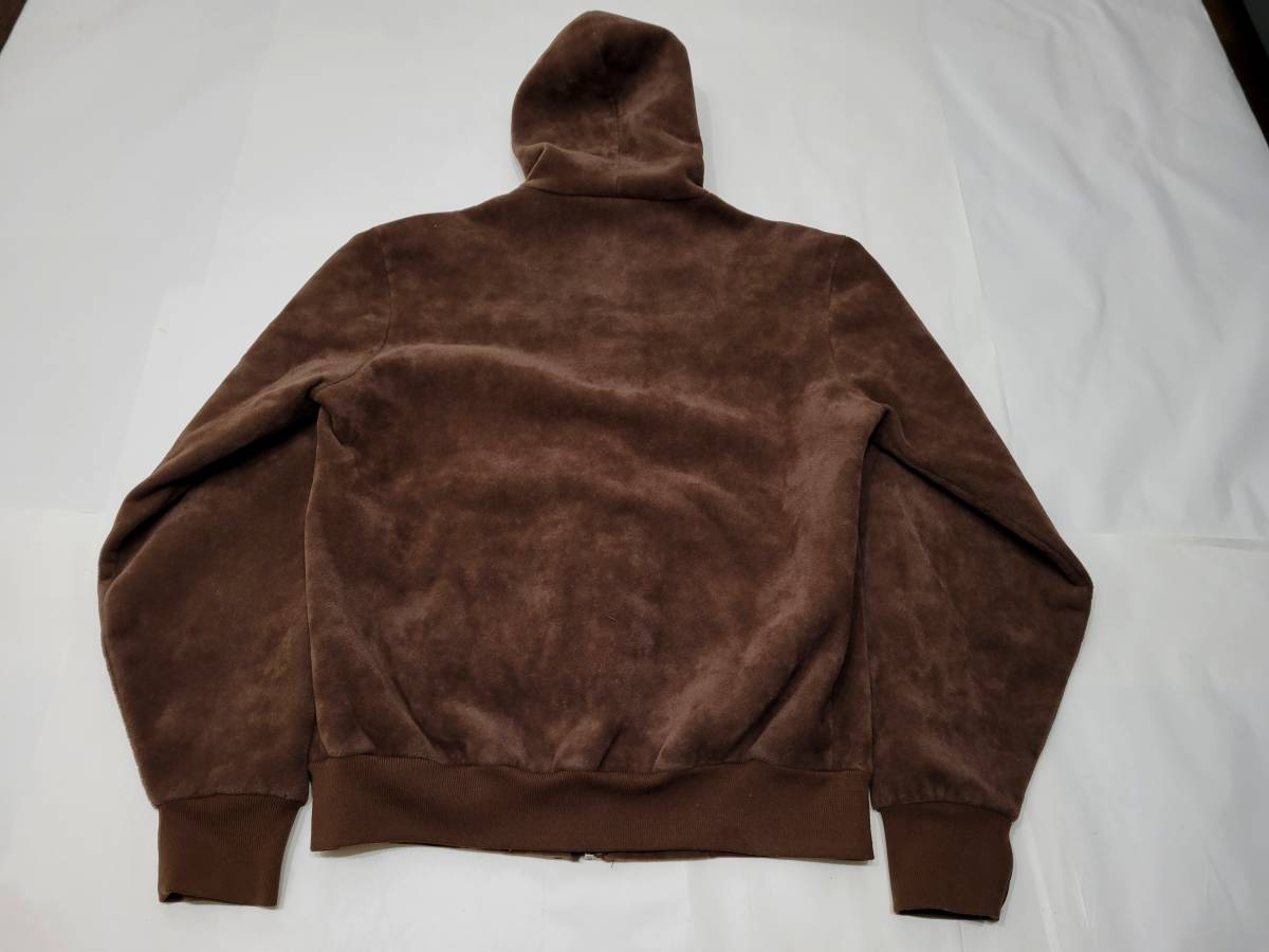 良好 90s usa製 carhartt 裏起毛 フルジップパーカー 茶 M 90年代 アメリカ製 ビンテージ カーハート 表地ベルベット系 スウェットパーカー_画像2