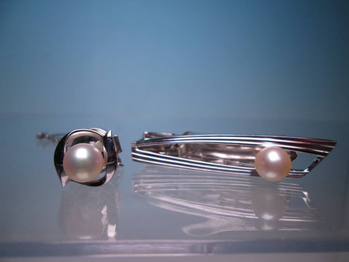 ☆MIKIMOTO 本真珠珠 7mmのタイタック&6,5mm タイピン 2点で 正規品