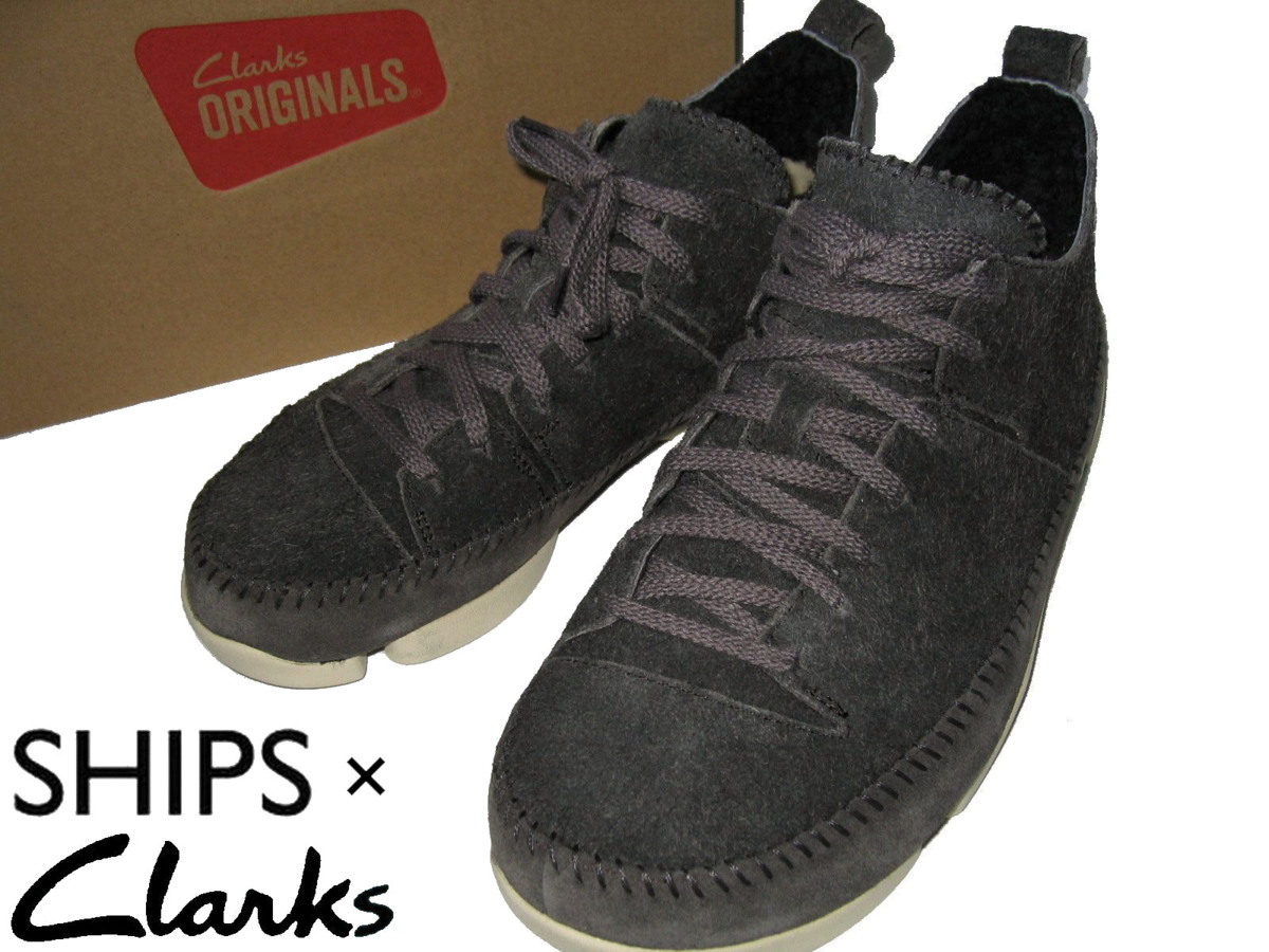 新品 定価2.75万▼ 26.5cm US 8.5 EU 41.5 クラークス × シップス Vibramソール ボア デザート ブーツ ヌバック レザー ミドルカット 濃灰