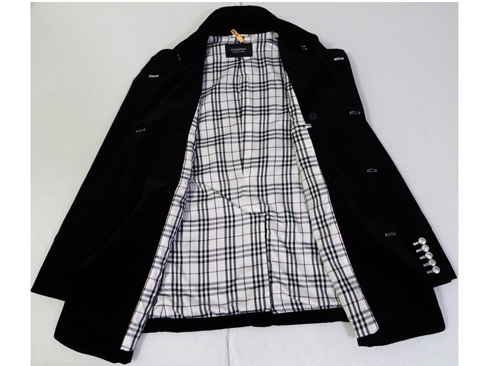 【後払い手数料無料】 ベロア Mサイズ 黒 バーバリーブラックレーベル LABEL BLACK 美品）BURBERRY 銀ボタン ジャケット