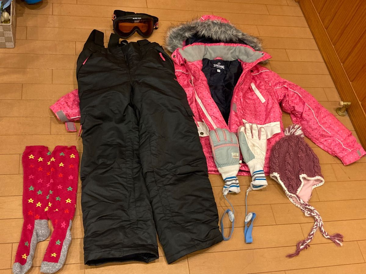 スキーウェア女児130cmから150cm調節機能付き 付属品全部セット ニット