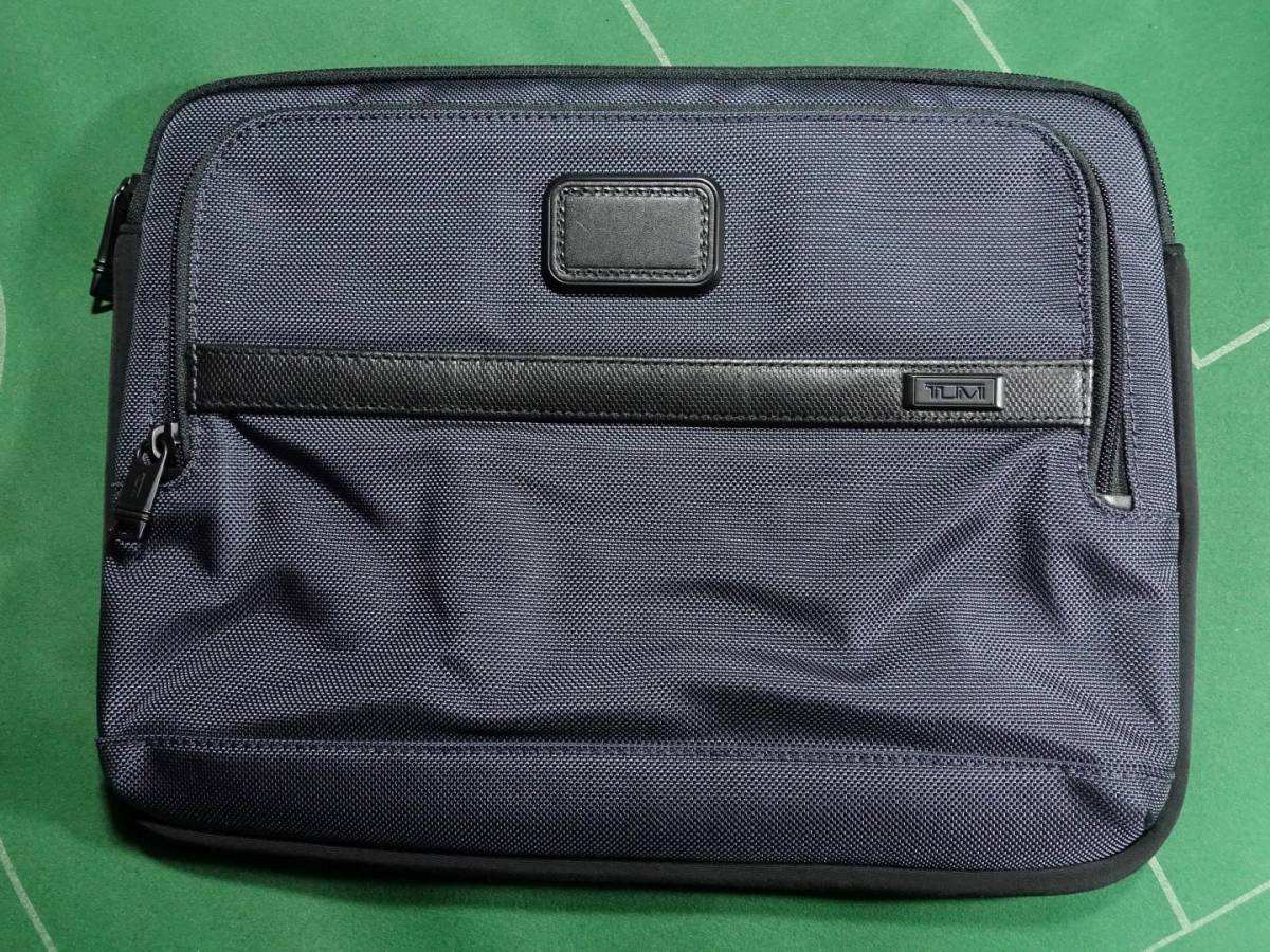 □TUMI SOPHNET.別注 バリスティックナイロン素材 PCケース/クラッチバッグ LARGE LAPTOP COVER アッシュネイビー 美品!!!□_画像1