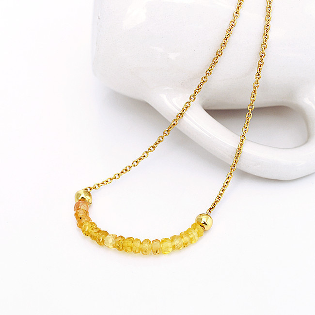  natural stone 9 month birthstone yellow sapphire color stone silver 925 18KGP necklace 