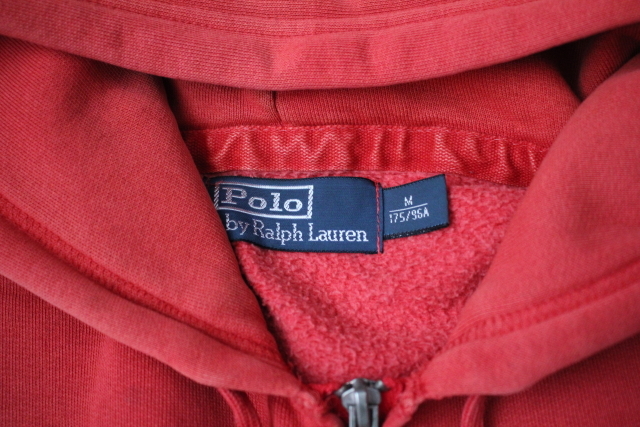 【Polo by Ralph Lauren】ラルフローレン　ジップパーカー　フーディー　赤系　USED　Mサイズ　スウェット_画像4