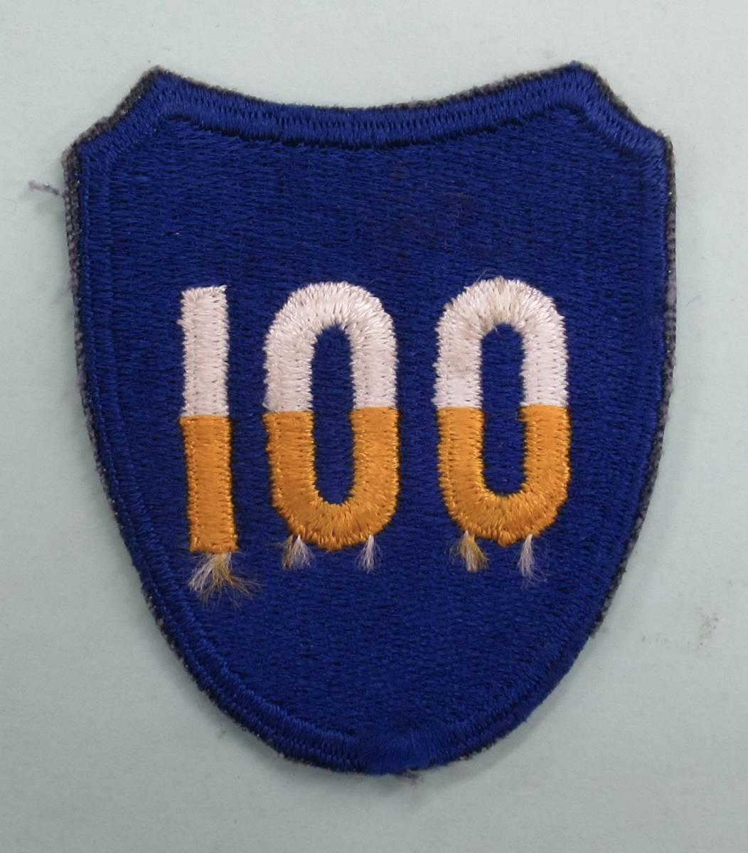 実物 WW2 米陸軍 第100歩兵師団 肩章 US ARMY 100TH INFANTRY DIVISION SHOULDER PATCHE エッジカット 2_画像1