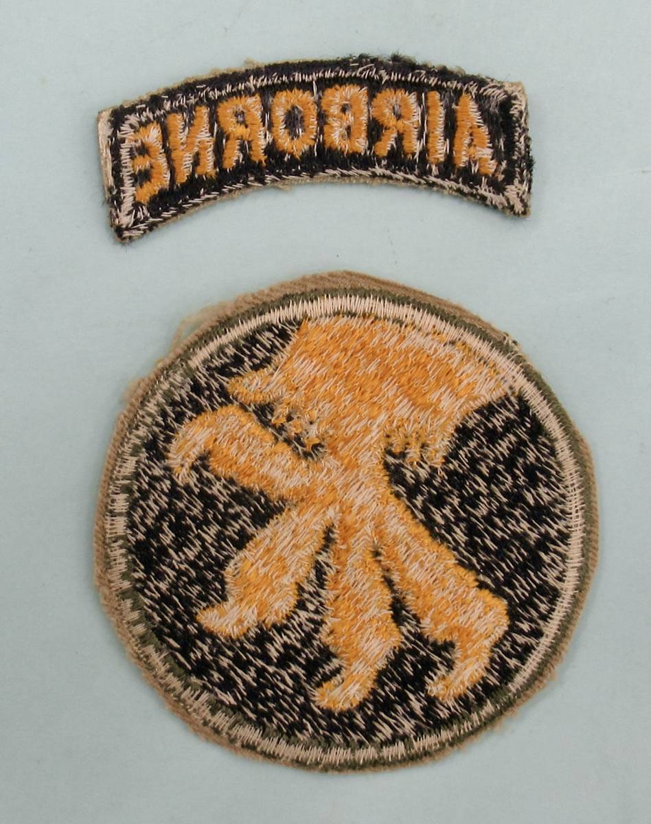 実物 WW2 US ARMY 17TH AIRBORNE DIVISION PATCH 第17空挺師団 (ゴールデン タロンズ）タブ付き ショルダーパッチの画像5