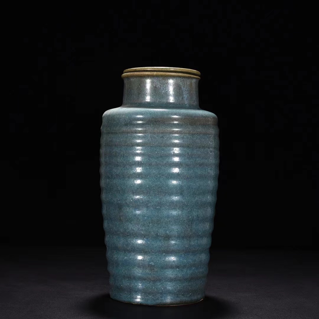 年末のプロモーション大特価! 多寶屋】BU255□極上精品!宋時代 鈞窯 紫釉弦紋瓶□高さ27.5 宋