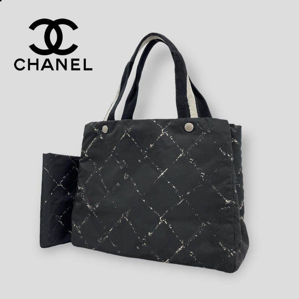 □CHANEL シャネル□ 旧トラベルライン ナイロントートバッグ 収納袋付 ...