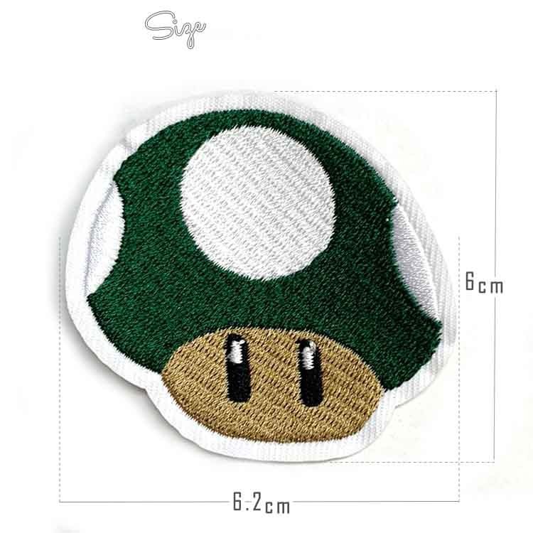 ワッペン マリオブラザーズ キノコ グリーン 刺繍 アイロン キャラクター MARIO ワッペン アップリケ_画像3