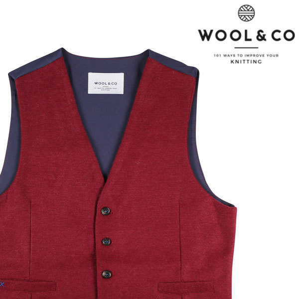 WOOL&CO（ウールアンドコー） ジレ WO4330 レッド x ネイビー L 18232 【W18233】