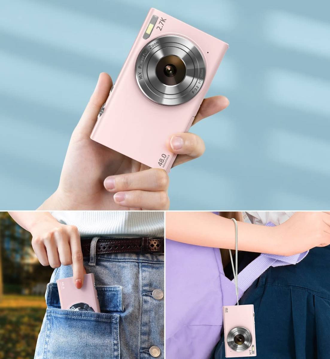  lovely .. high resolution! digital camera pink 2.7K 4800 ten thousand pixels toy camera 16 times auto focus Christmas present birthday digital camera girl 