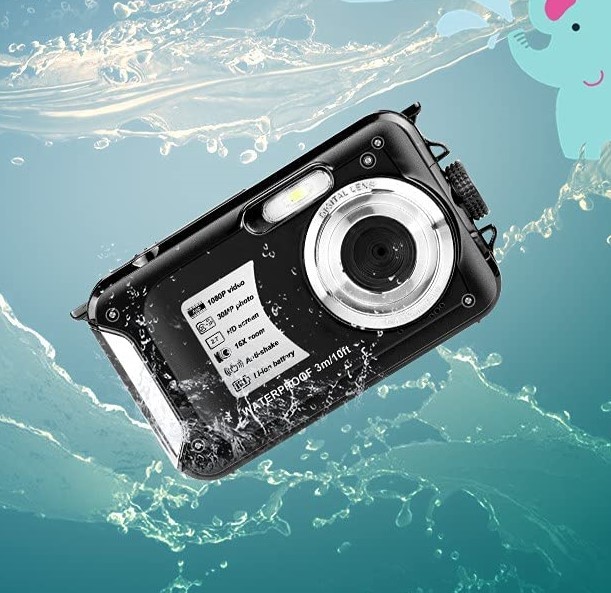 【2022最新】子供用カメラ 男の子 女の子 キッズカメラ デジタル カメラ デジカメ おもちゃカメラ 防水 フルHD 1080P 水中撮影16倍ブラック