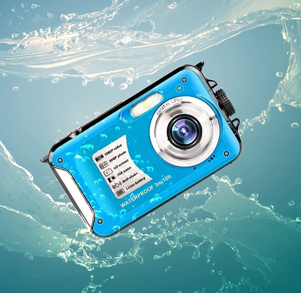 【2022最新】子供用カメラ 男の子 女の子 キッズカメラ デジタル カメラ デジカメ おもちゃカメラ 防水 フルHD 1080P 水中撮影 16倍 ブルー