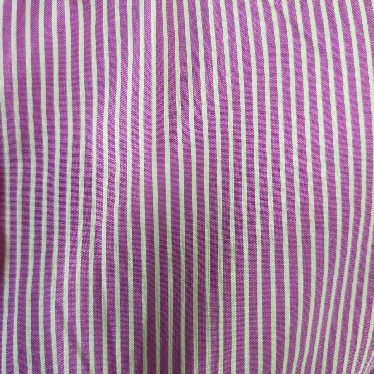 ナラカミーチェ NARACAMICIE シャツ サイズⅡ M パープル ホワイト 紫 白 ストライプ 開襟 長袖 シンプル オフィス 綿 爽やか 1959 