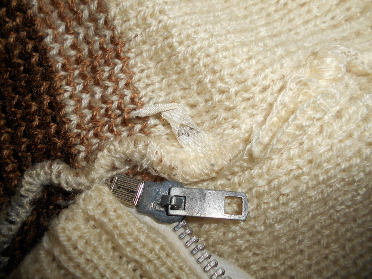  ノルディック　 ニット　カーディガン ジップup セーター ビンテージ 　襟付き　 雪柄 　サイズ４８　　　　（３E　ケ_画像10