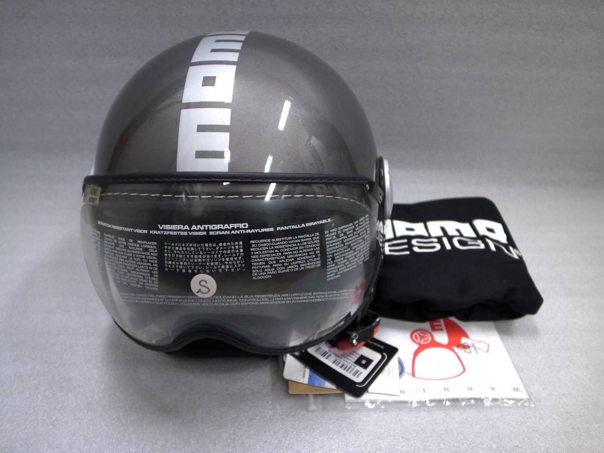 【激レア新品】MOMO DESIGN(モモデザイン) ジェットヘルメット ファイターチタニウム Sサイズ グロッシーシルバー