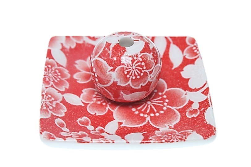  Sakura .. red small angle plate fragrance establish ceramics ACSWEBSHOP original 