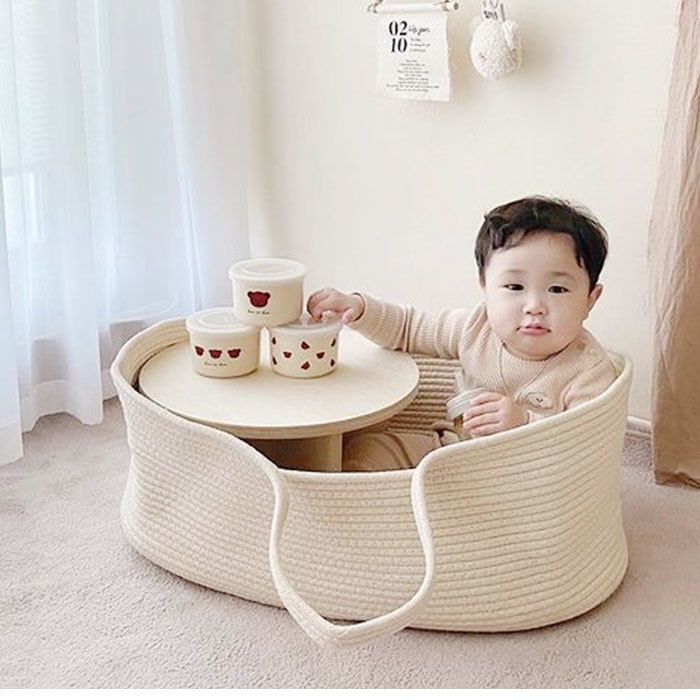 * white × Brown * baby basket babysrt23 Koo fan basket basket . baby basket rope braided baby carry baby crib 