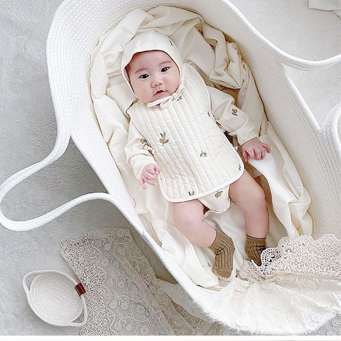 * white × Brown * baby basket babysrt23 Koo fan basket basket . baby basket rope braided baby carry baby crib 