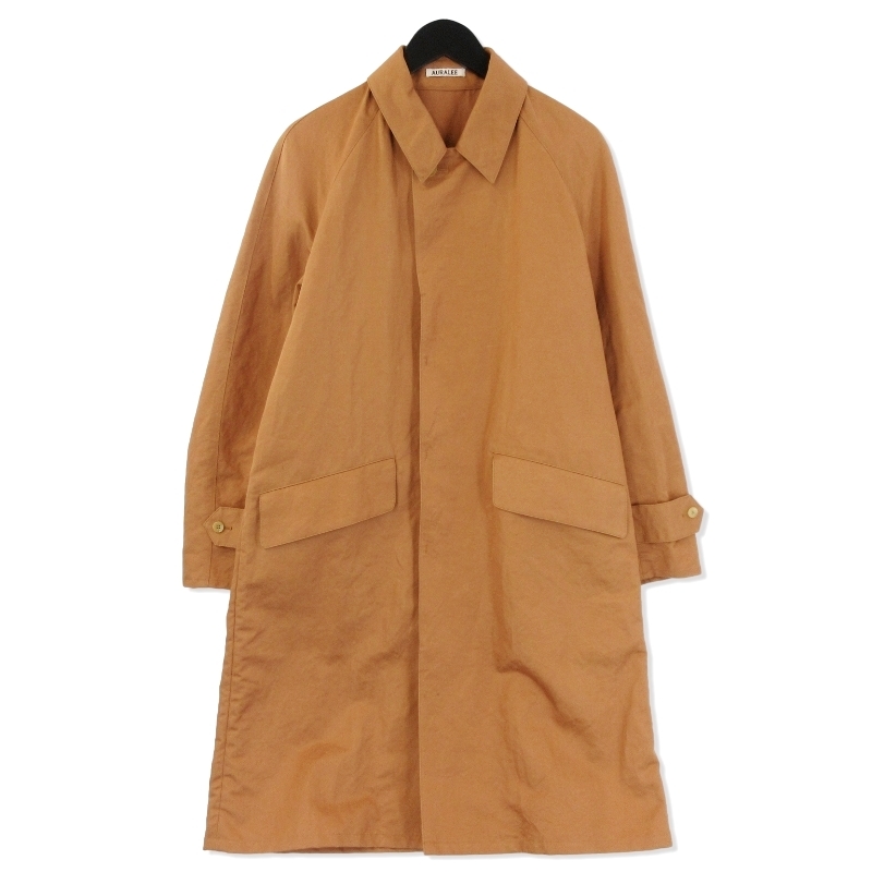 最安値 AURALEE 20016217 4 キャメル コットン リネン 2016SS COAT