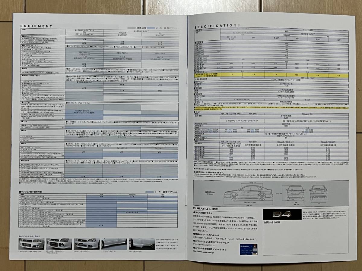 スバル SUBARU レガシィ B4 LAGCY（BE／BH型）ブリッツェン DESIGNER'S BRAND ACCESSORIES （2000年6月、10月）カタログセット_画像7