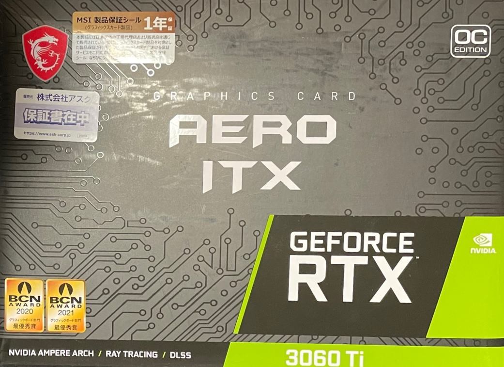 即決 送料込 MSI GeForce RTX 3060 Ti AERO ITX 8G OC LHR