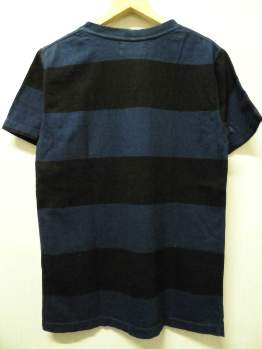 Columbia Knit 半袖 太 ボーダー ポケット Tシャツ 黒 青 90s USA 古着 アメカジ コロンビアニット アメリカ製 ビンテージ ヴィンテージ_画像2