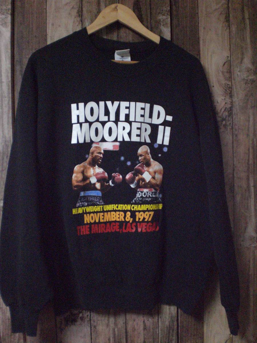 当時物 ビンテージ ボクシング タイトルマッチ ヘビー級 HOLYFIELD MOORER ホリフィールド モーラー スウェット トレーナー マイクタイソン_画像1