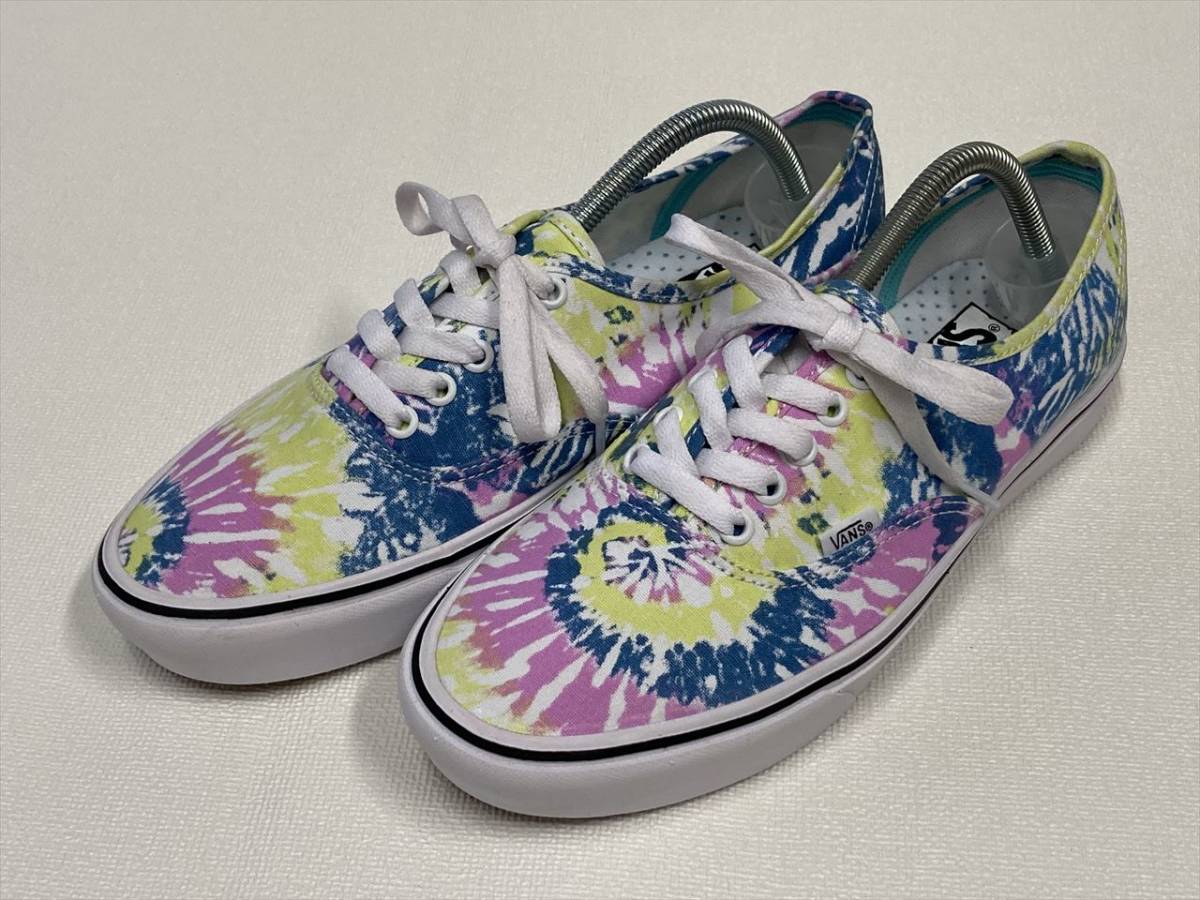 激レア!! VANS ピンク 黄緑 青系 タイダイ COMFY CUSH US9 (27cm) アメリカ企画限定!! バンズ Authentic