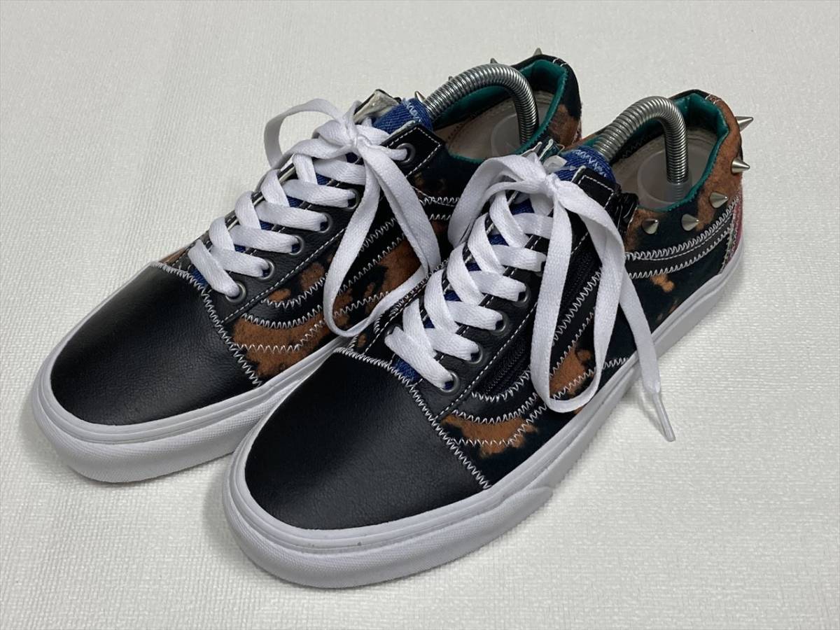 激レア!! VANS オールドスクール 黒レザー 黒茶 デニム スタッツ US5.5 (23.5cm) アメリカ企画限定!! パンク バンズ OLD SKOOL