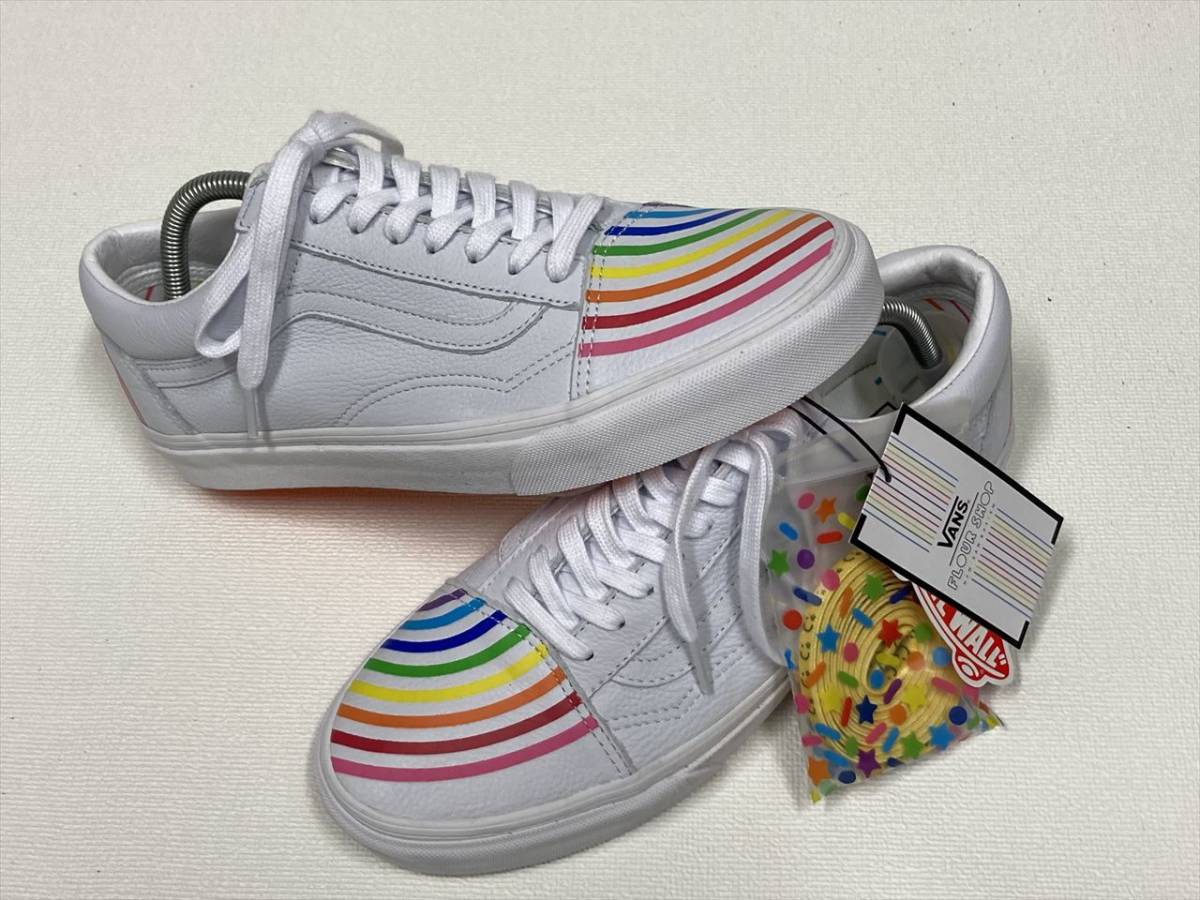 独特な SKOOL OLD SHOP VANSxFLOUR 白レザー アメリカ企画限定