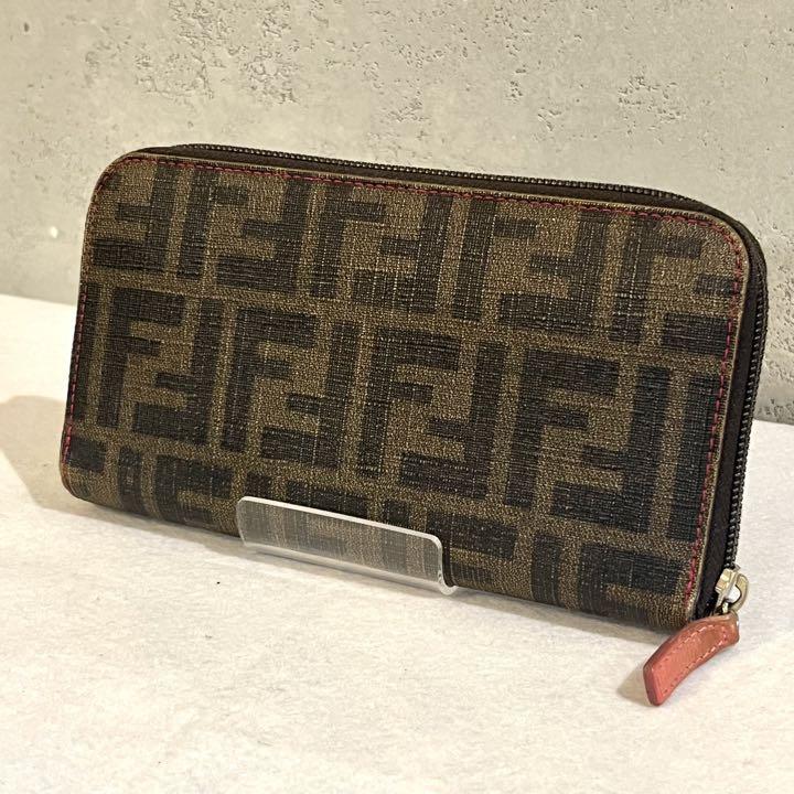 FENDI フェンディ L型ファスナー長財布 ラウンド長財布 ブラウン系