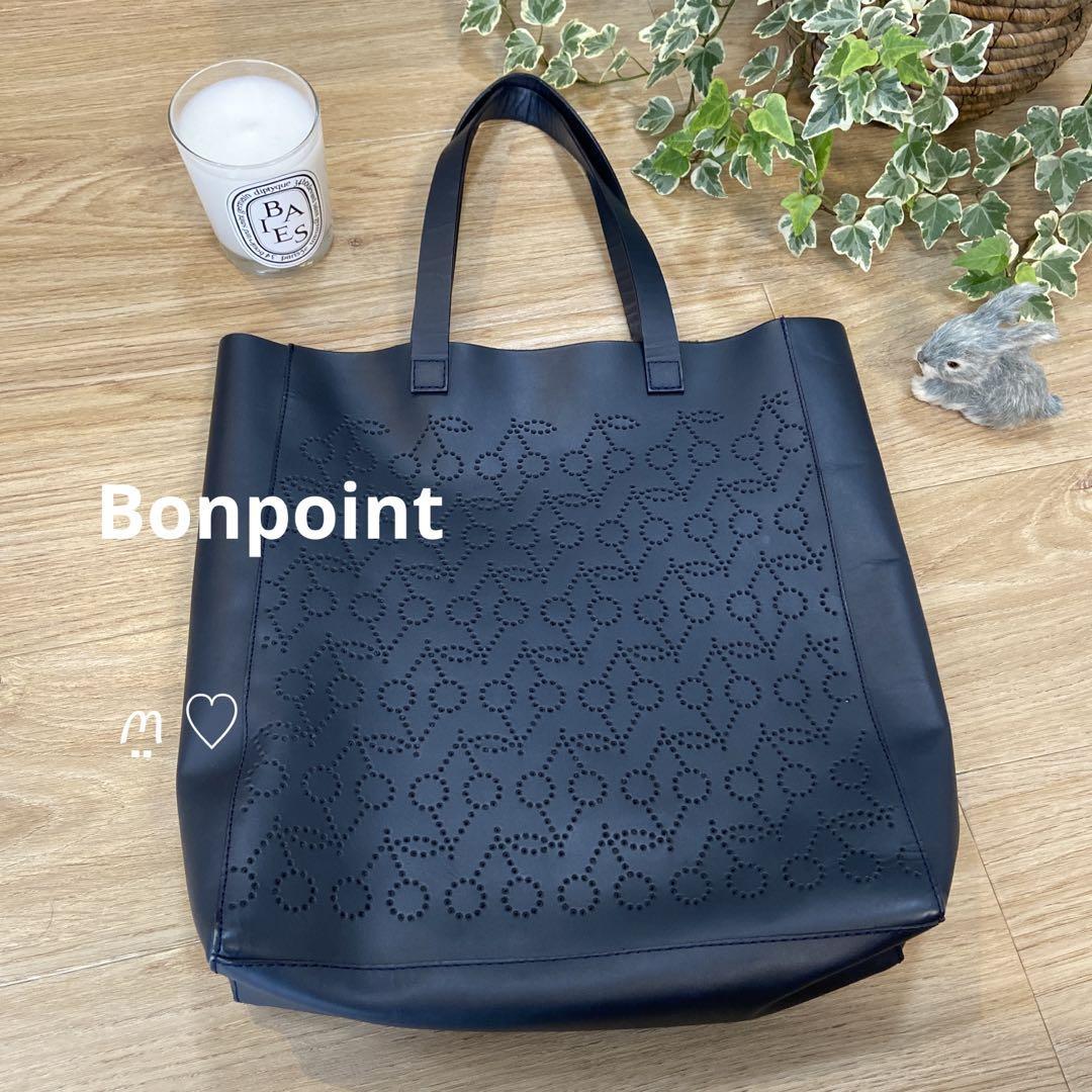 Bonpoint ボンポワン パンチングレザーバッグ チェリー ネイビー
